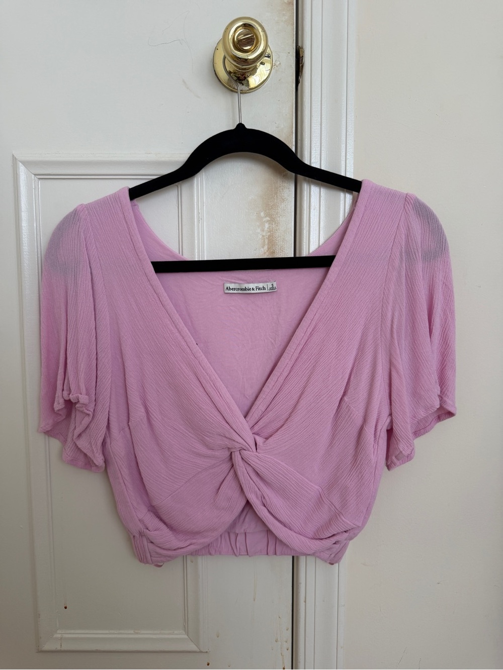 Abercrombie & Fitch Lilac Twist-Front Cropped Top